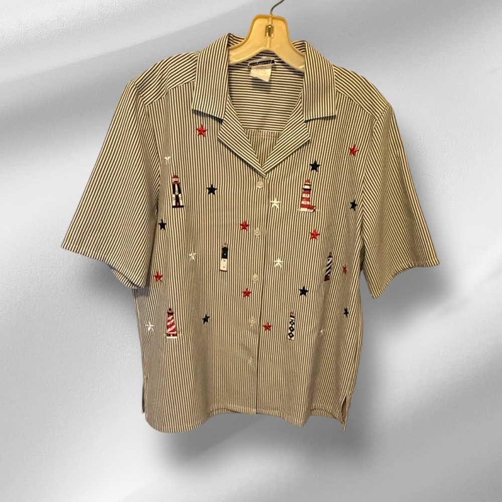 Vintage BonWorth Patriotic Embroidered Shirt